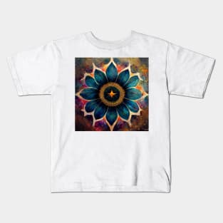 Mandala flower with abstract background oil painting style Kids T-Shirt